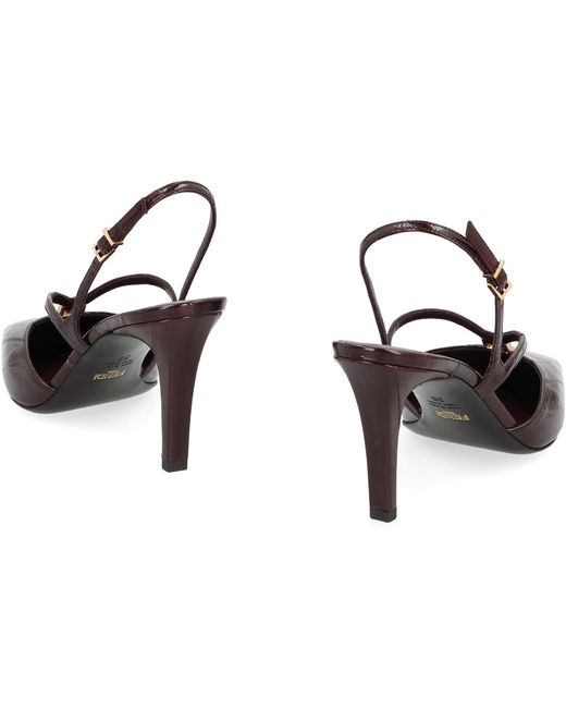Fendi Brown Slingback Ffold
