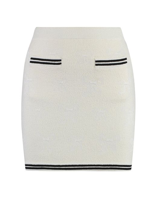 Self-Portrait White Knitted Mini Skirt