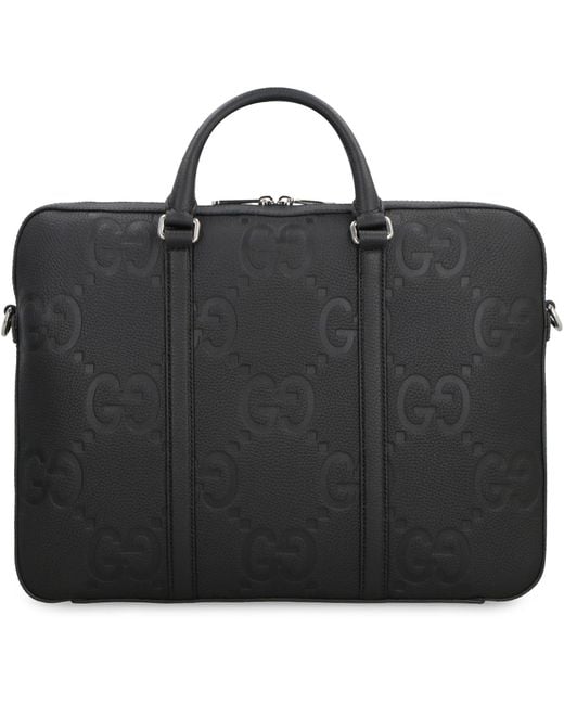 Gucci Black Jumbo GGLEATHER Briefcase for men