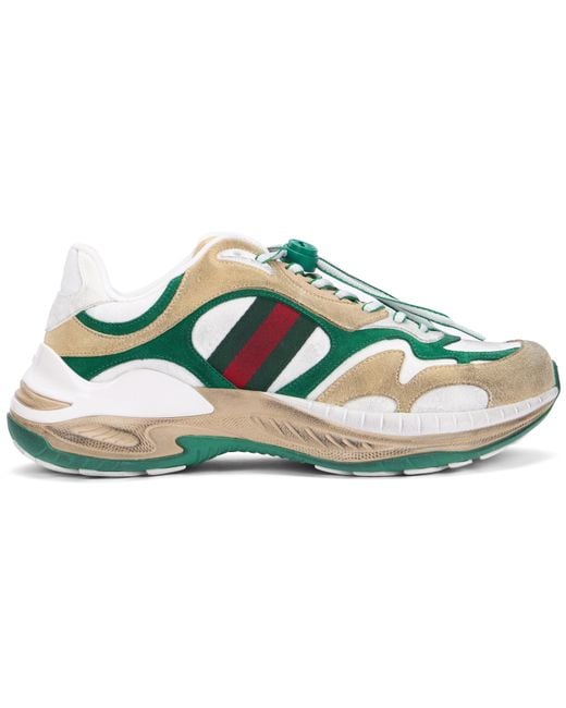 Gucci Green Sneakers Made Of Fabric And Leather Accents for men