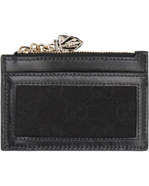Gucci Black Gg Fabric Card Holder