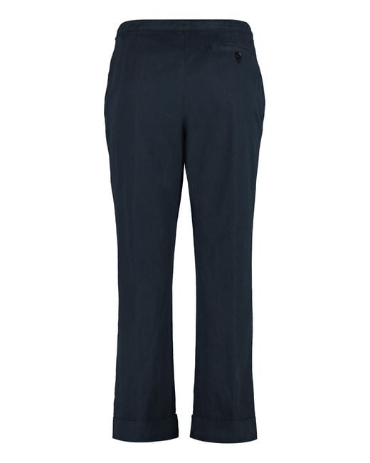 Aspesi Blue Cotton-Linen Trousers