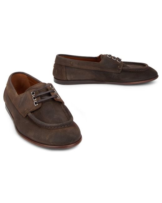 Dolce & Gabbana Brown Calfskin Deck Moccasin for men