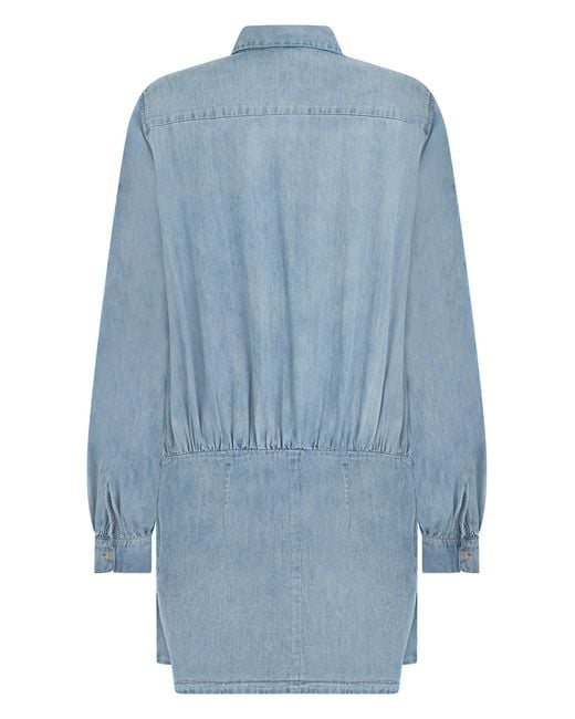7 For All Mankind Blue Denim Midi Dress