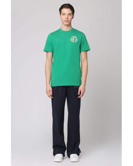 Palm Angels Blue Cotton Trousers for men