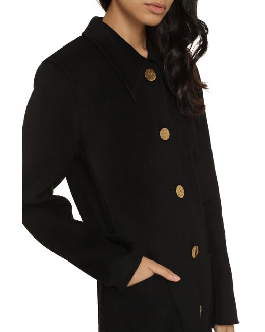 Tory Burch Black Single-Breasted Wool Coat