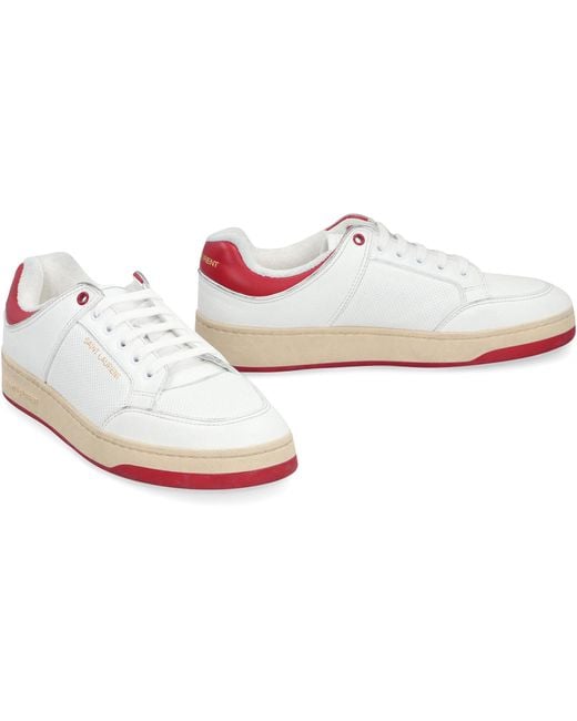 Saint Laurent White Sl/61 Leather Low-Top Sneakers for men