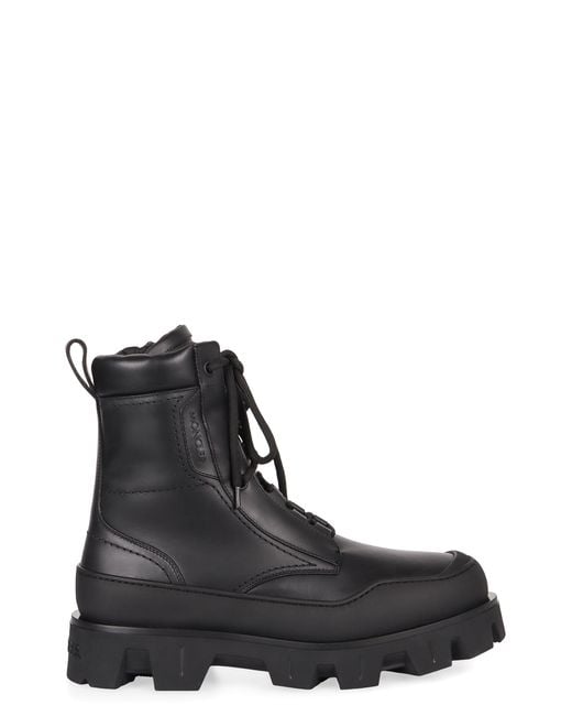 Moncler Black Laced Leather Boots for men