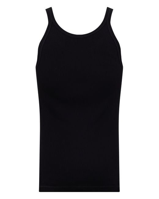 Dolce & Gabbana Black Ribbed Tank Top With Logo for men