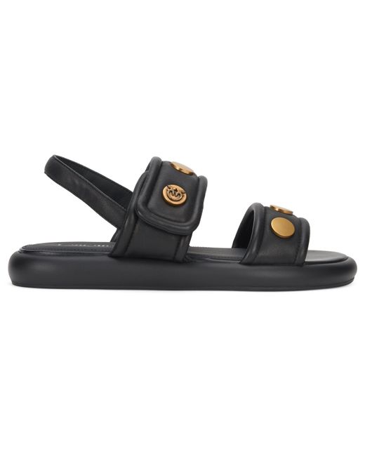 Pinko Black Leather Sandals With Studs