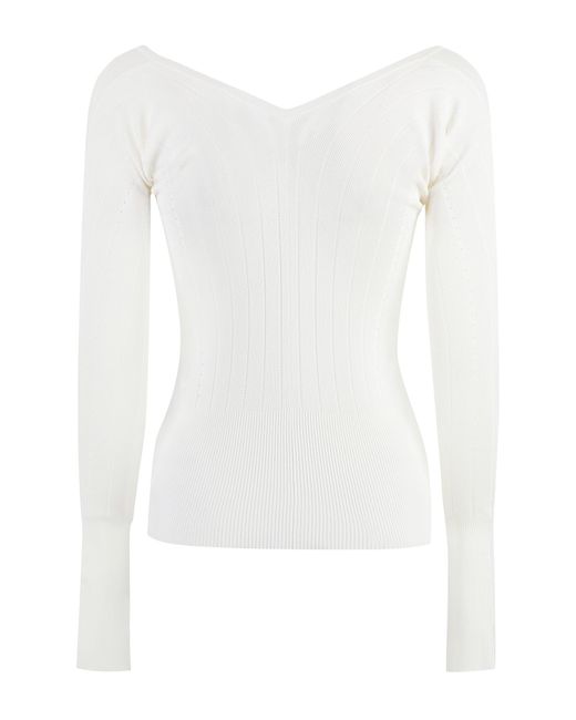 Jacquemus White Ribbed Knit Viscose-Blend Top