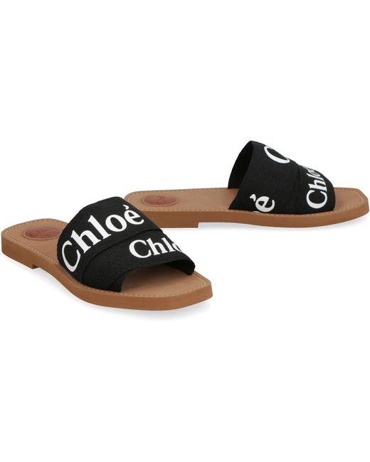 Chloé Black Woody Fabric Mules
