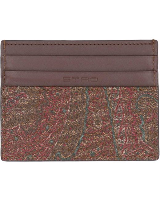 Etro Brown Coated Canvas Card Holder