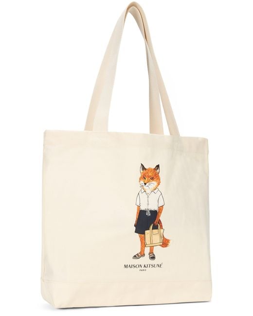 Maison Kitsuné Natural Canvas Tote Bag for men