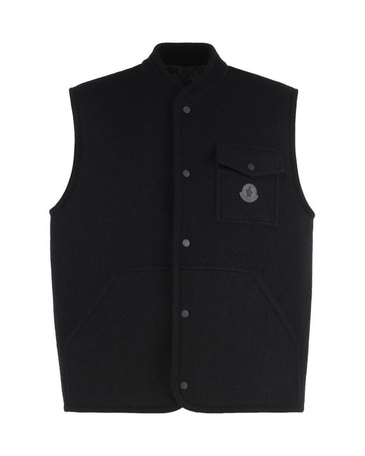 Gilet in Lana Bouclé di Moncler in Black da Uomo
