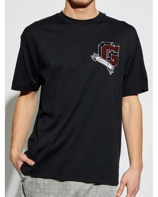 Givenchy Black Monogram College Embroidered Logo T-Shirt for men