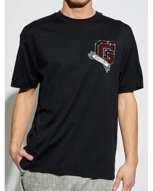 Givenchy Black Monogram College Embroidered Logo T-Shirt for men