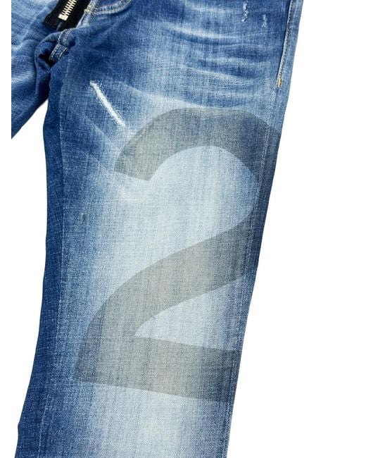 DSquared² Blue Basic Wash Zip Detail Jeans for men