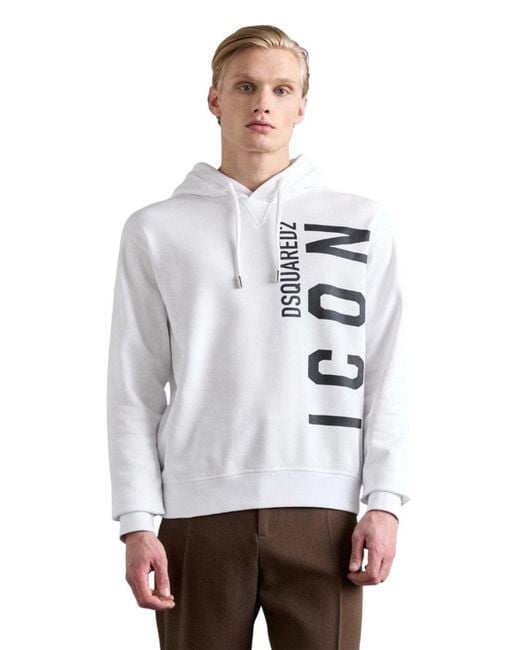 DSquared² Gray Icon Print Logo Hoodie for men