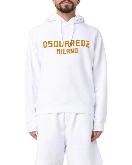 DSquared² White Milano Logo Cool Fit Hoodie for men