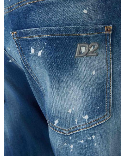 DSquared² Blue Bleach Paint Splatter Jeans for men