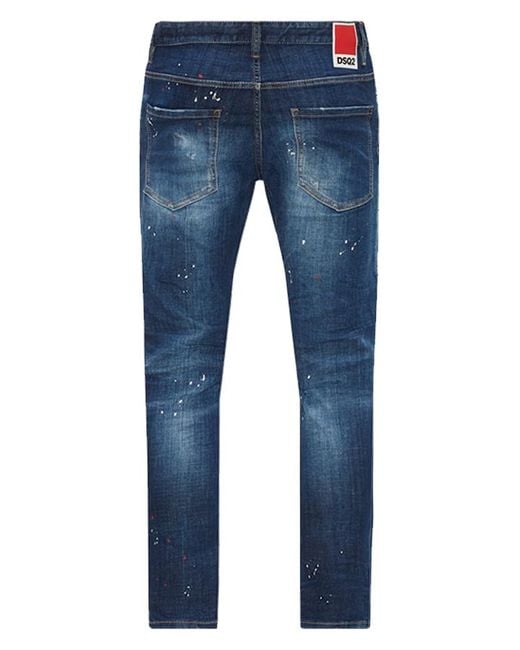 DSquared² Blue Dsq2 Patch Ripped Skater Jeans for men