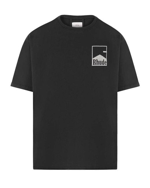 Rhude Black Chevron Printed Boxy Fit T-Shirt for men