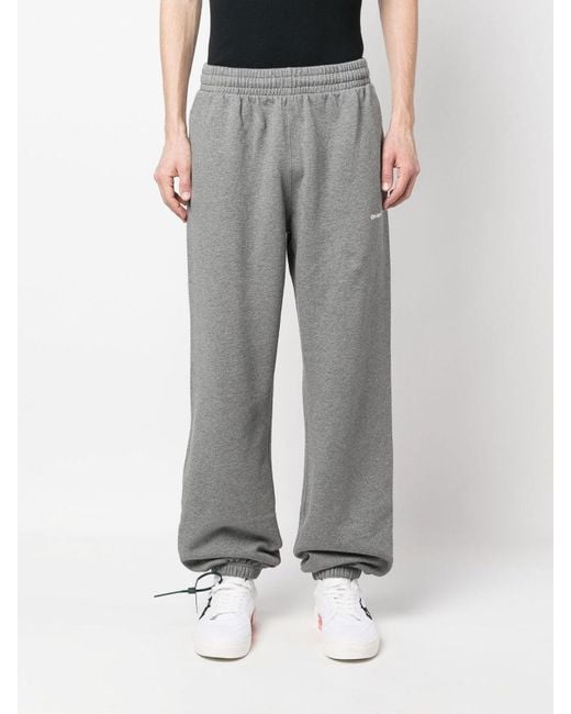 Off-White c/o Virgil Abloh Gray Wave Outline Diagonal Printed Joggers for men