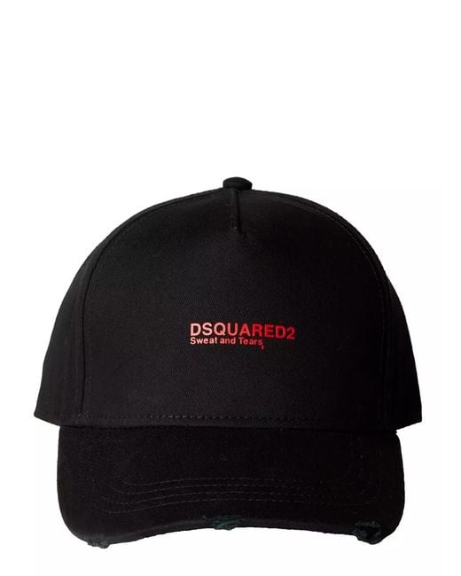 DSquared² Black Sweat And Tears Logo Cap for men