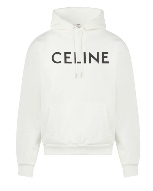 Céline White Logo-Print Cotton-Jersey Hoodie for men