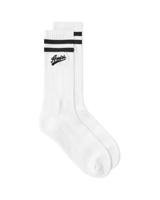 Amiri White Varsity Script Socks for men