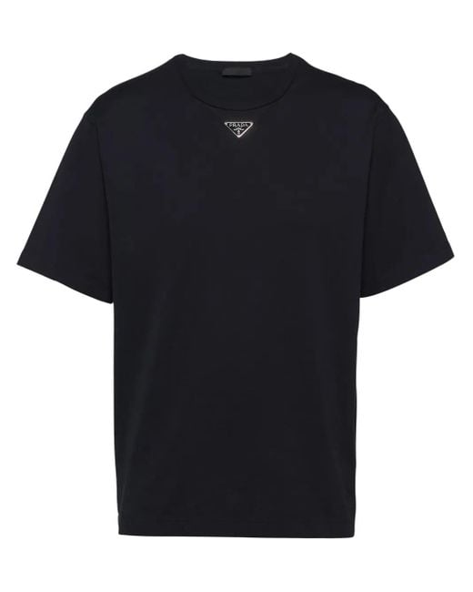 Prada Black Triangle Plaque T-Shirt for men