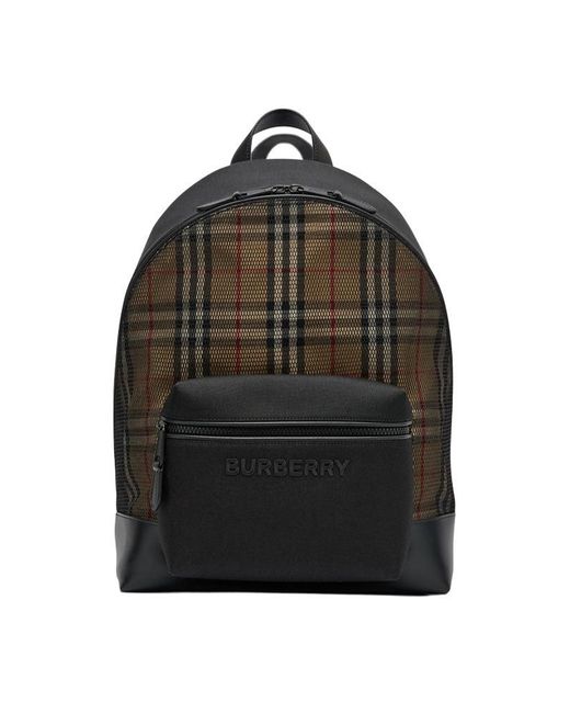 Burberry Black Mesh Checkered Backpack for men
