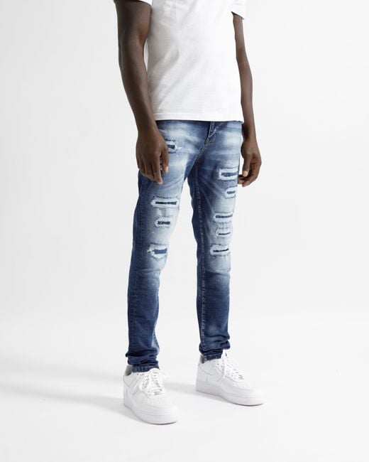 Magrit Blue Montpellier Ripped Jeans for men