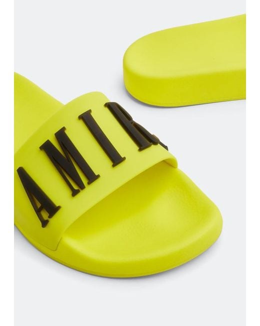 Amiri Yellow Core Logo Embossed Sliders for men