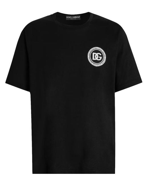 Dolce & Gabbana Black Cotton Logo Patch T-Shirt for men