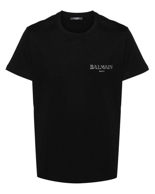 Balmain Black Vintage Gel Logo T-Shirt for men