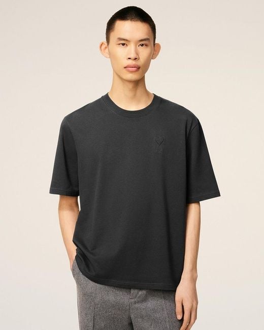 AMI Black De Coeur Jersey T-Shirt for men