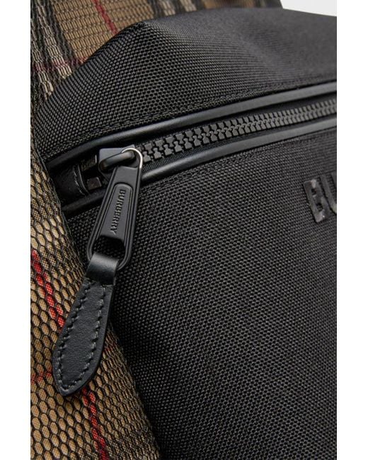 Burberry Black Mesh Checkered Backpack for men