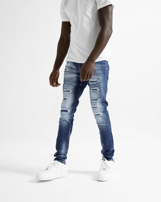 Magrit Blue Montpellier Ripped Jeans for men