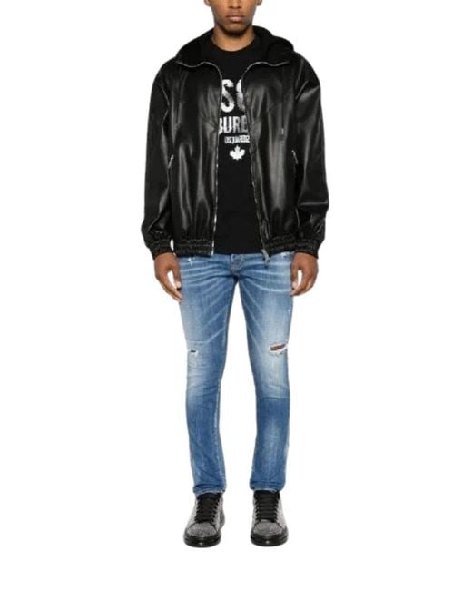 DSquared² Black Zip Up Hooded Jacket for men