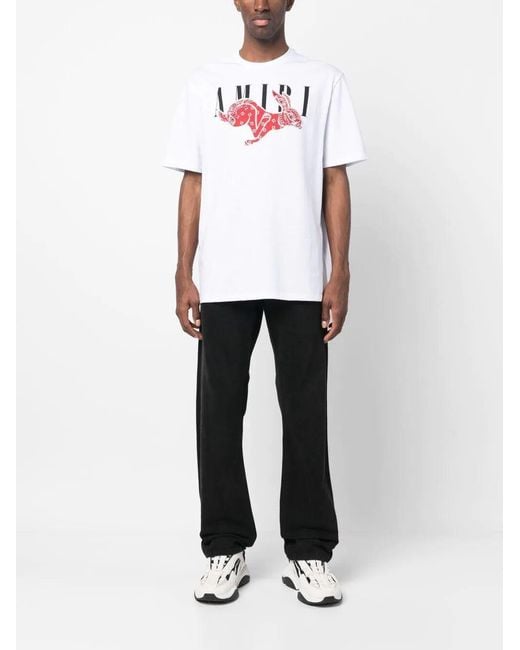 Amiri White Cny Bandana Rabbit Print T-Shirt for men