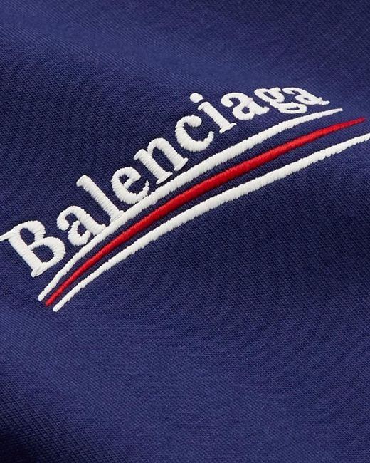Balenciaga Blue Political Campaign Embroidered Logo T-Shirt for men