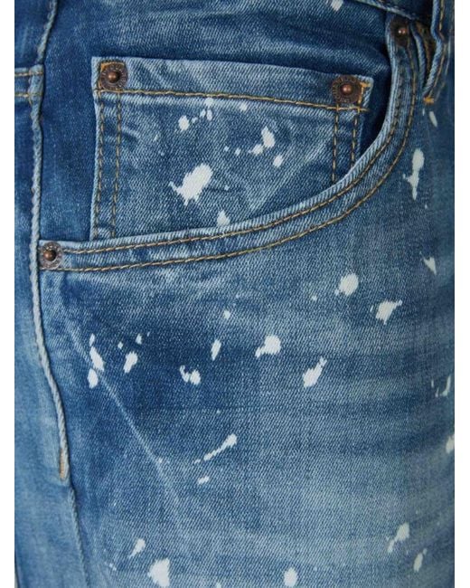 DSquared² Blue Bleach Paint Splatter Jeans for men