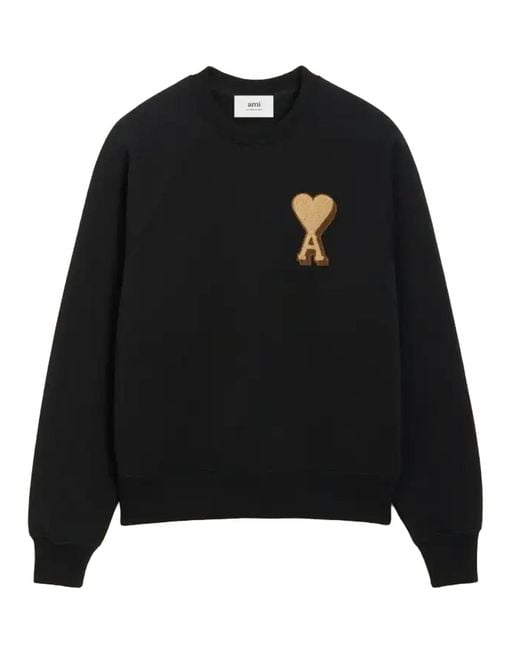 AMI Black Ami De Coeur Patch Logo Sweatshirt for men