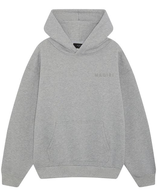 Magrit Gray Core Puff Printed Hoodie for men