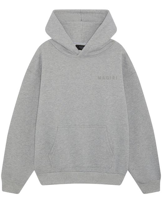 Magrit Gray Core Puff Printed Hoodie for men