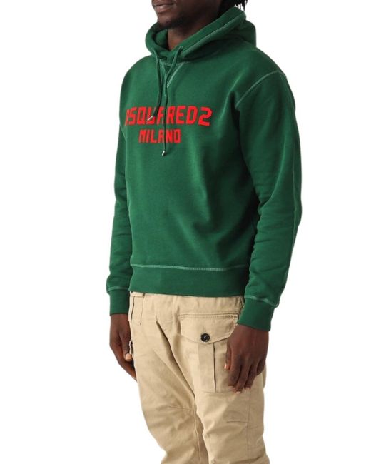 DSquared² Green Milano Logo Hoodie for men