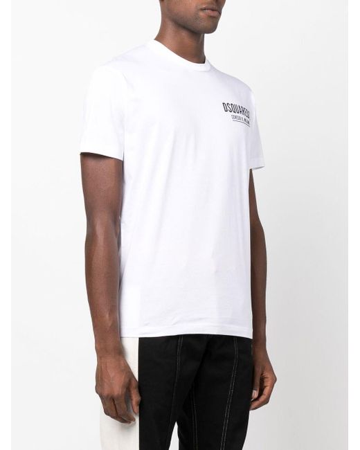 DSquared² White Logo Print Cotton T-shirt for men