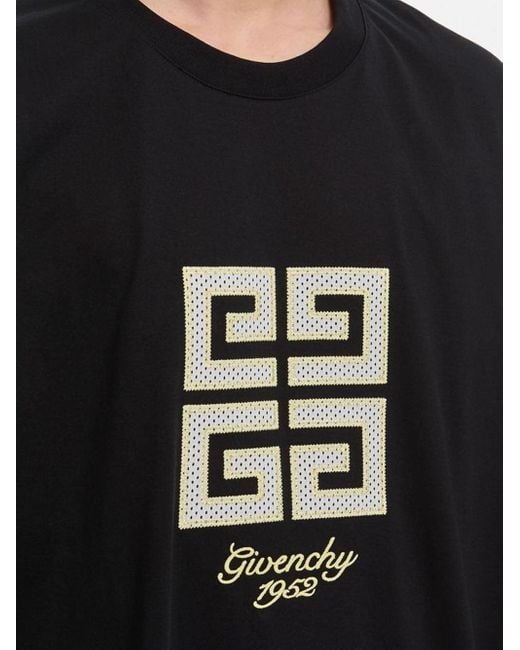 Givenchy Black 4G 1952 Embroidered Logo Oversized T-Shirt for men
